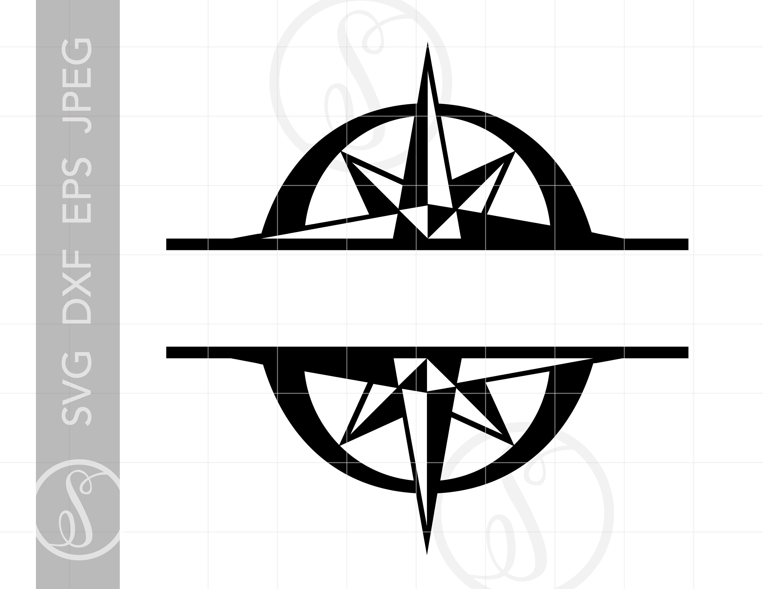 Compass Split Frame SVG | Compass Split Frame Silhouette Cut File | Star Split Frame Svg Jpg Eps Pdf Png Download SC1165