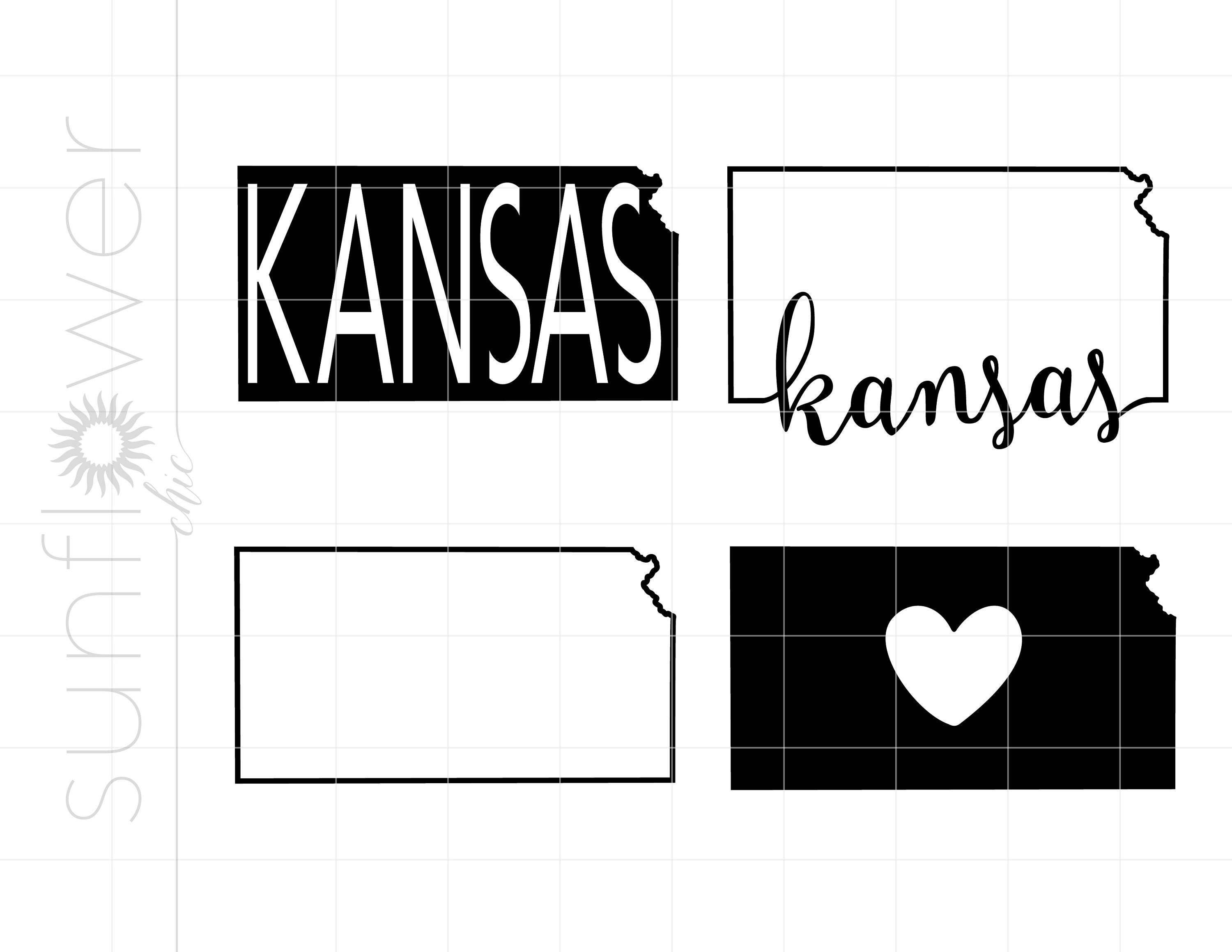 Kansas SVG Bundle | State of Kansas Outline Svg File | Kansas Silhouette Cut File | Kansas Cricut Svg Jpg Pdf Png Dxf Download SC2253
