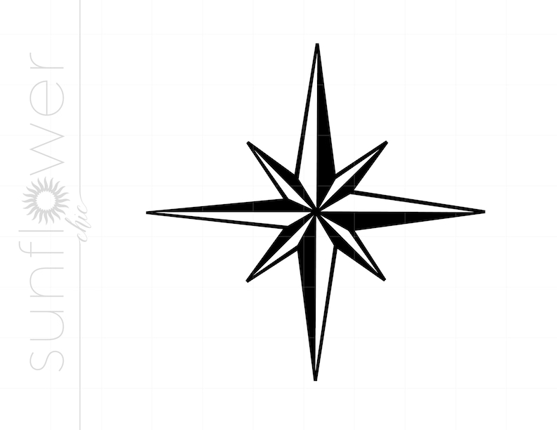 Compass Star SVG Compass Star Clipart Compass Star Cut Etsy