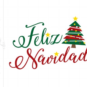 Feliz Navidad SVG Feliz Navidad Christmas Tree Cut Files Feliz Navidad Clipart Downloads Dxf Pdf Silhouette Art Holiday Clipart SC386 image 1