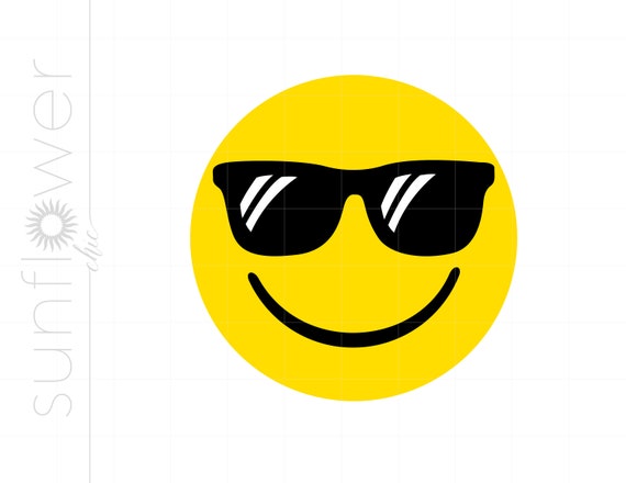 Smiley Face Sunglasses SVG Clipart, Smiley Face Silhouette Cut