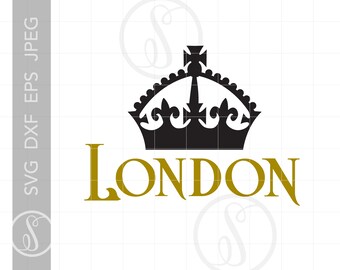 London Crown Svg Cut File Downloads | London Crown Clipart Svg | London Signs Dxf Eps Png | London Silhouette Cutting File | SC220