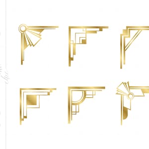 Gold Art Deco CORNERS SVG Print and Cut Art Deco Cut File | Art Déco Clipart Téléchargements | Silhouette Or Gatsby Roaring 20s SC7G