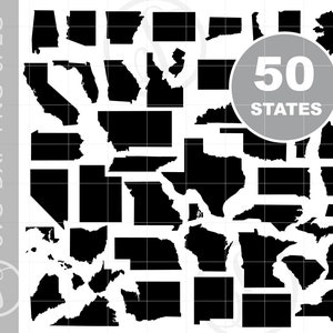 50 States SVG | US States Svg Silhouette Cut Files | Vector 50 US States Clipart | 50 States Svg Jpg Dxf Pdf Png Downloads SC767