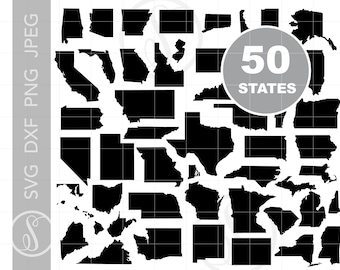 50 States SVG | US States Svg Silhouette Cut Files | Vector 50 US States Clipart | 50 States Svg Jpg Dxf Pdf Png Downloads SC767