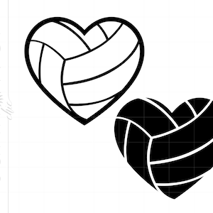 Volleyball Heart SVG Volleyball Heart Vector Clipart Download ...