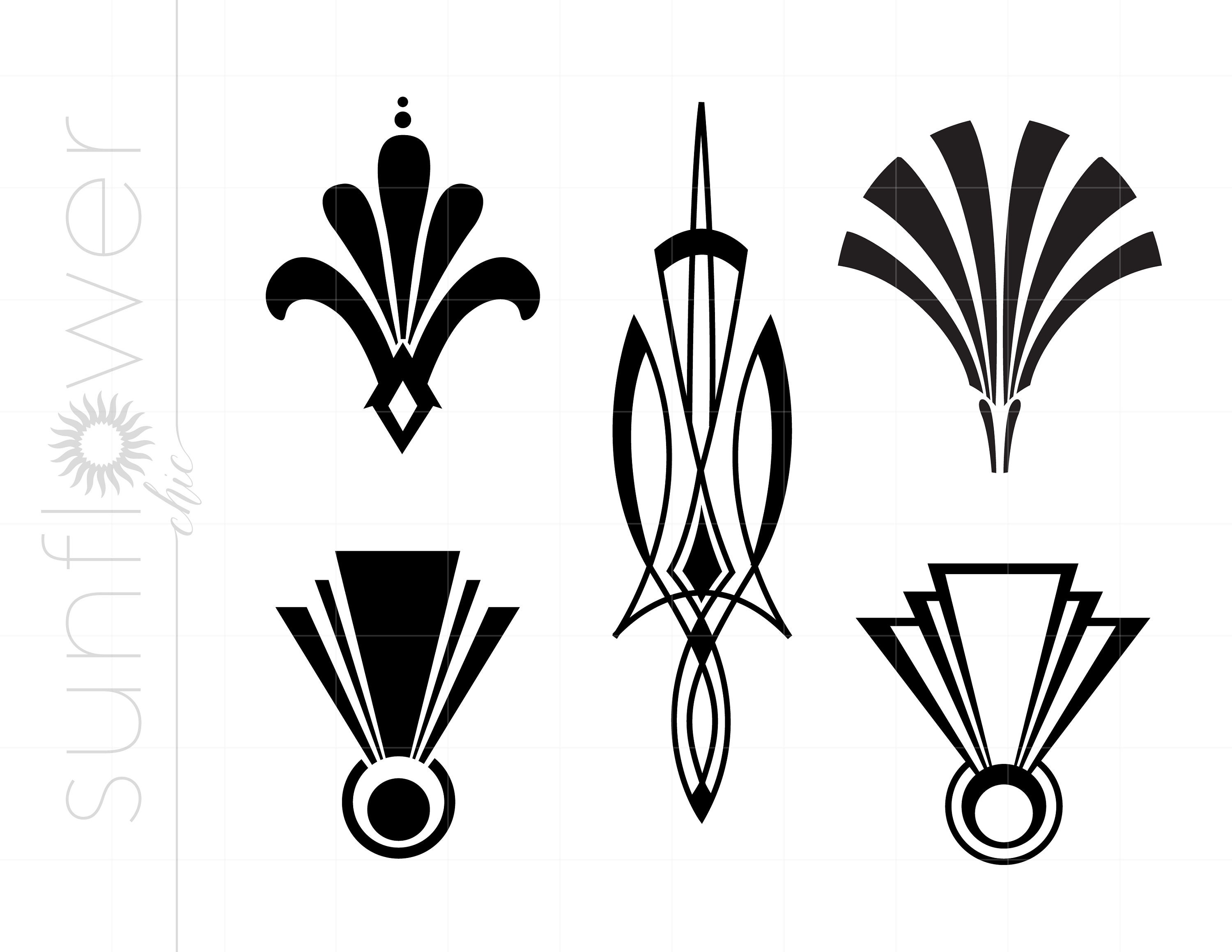 Art Deco SVG Dxf Eps Jpeg Downloads Art Deco Cut File Clipart Etsy
