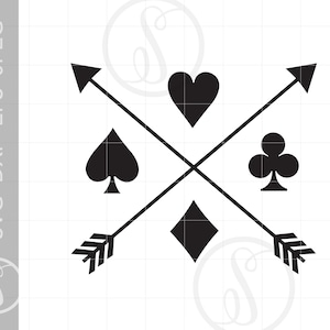 トランプのスーツ SVG カット ファイル | ポーカー ダウンロード | カード スーツ 矢印 SVG カット ファイル DXF Pdf シルエット アート SC258