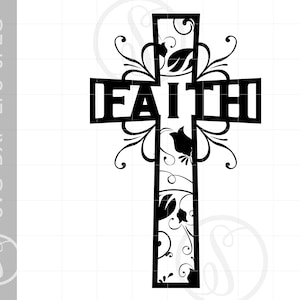 Faith Cross SVG | Faith Cross Clipart | Cross Cut File for Cricut | Cross Shape | Cross Silhouette | Cross File Svg Jpg Eps Pdf Png SC549