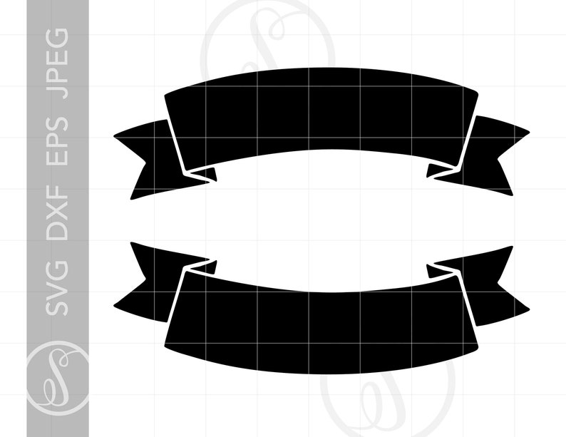Ribbon Banner SVG Clipart Ribbon Banner Silhouette Cut File Etsy