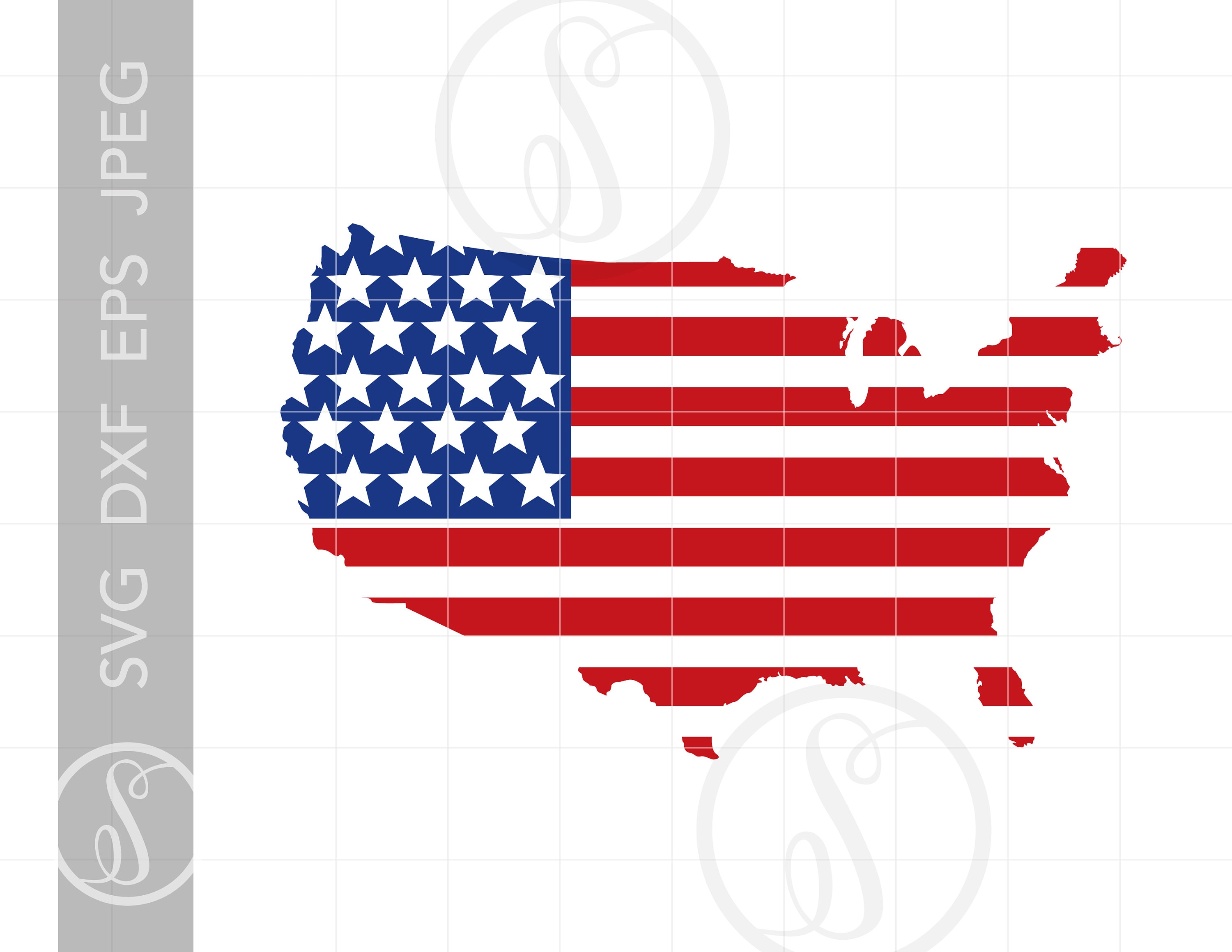 United States Outline Shape American Flag Graphic, USA Silhouette
