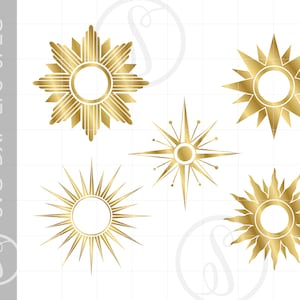 ゴールド アールデコ スター SVG ダウンロード | アールデコ カット ファイル クリップアート | アールデコ シルエット SVG アート | ゴールド ギャツビー 狂騒の 20 年代 スター SC487G