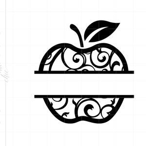 Apple Svg | Apple Monogram Svg Cut Files | Apple Name Frame Cricut Silhouette Svg | Apple Split Frame SC2597