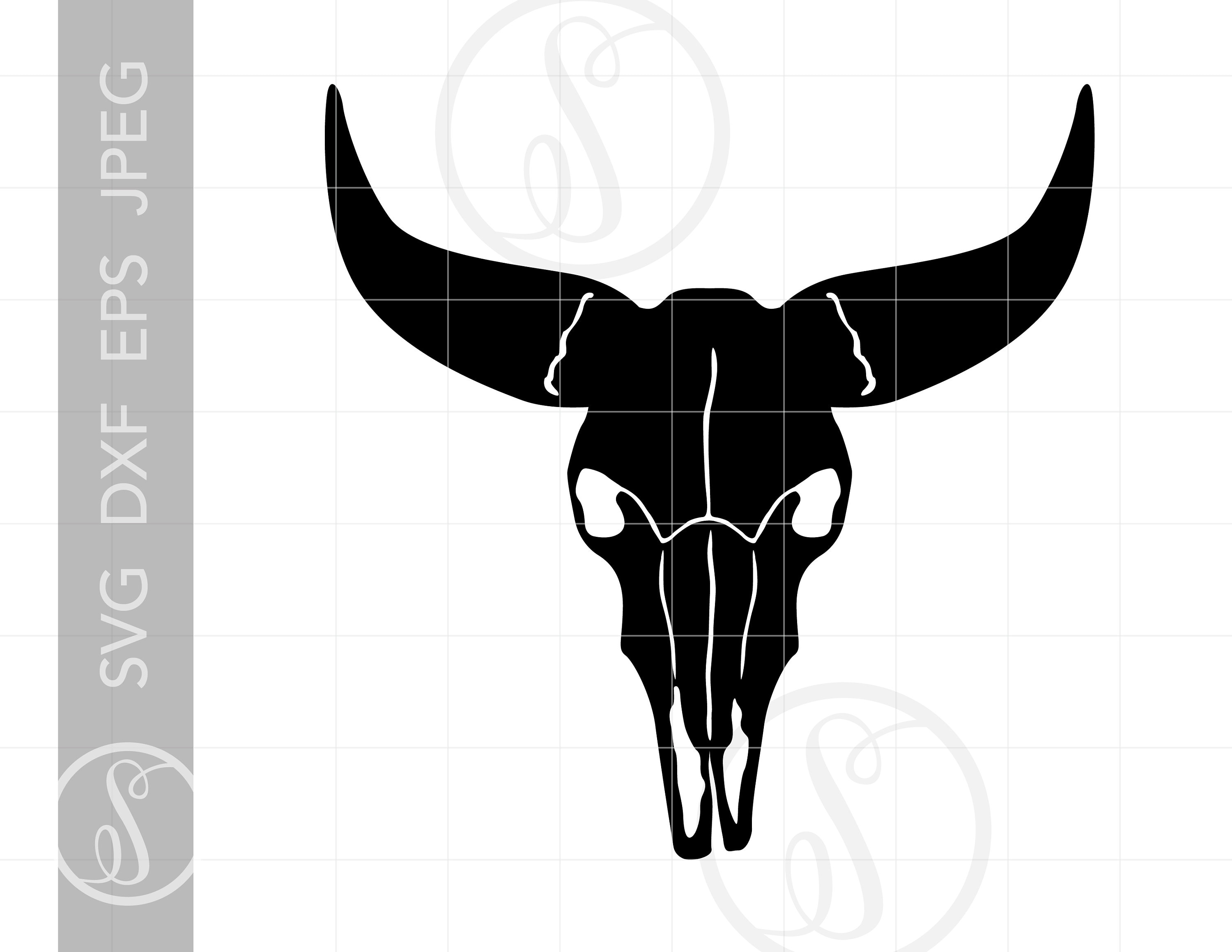 Cow Skull SVG Steer Skull Clipart Western Cow Skull | Etsy