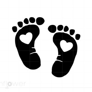 Hearts Baby Footprints Svg, Baby Love Clipart, Baby Feet Svg Jpg Png Dxf Cricut Silhouette Cut File, Instant Download SC1470