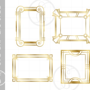 ゴールド アールデコ フレーム アート SVG プリント アンド カット アールデコ カット ファイル クリップアート ダウンロード | ゴールド シルエット フレーム アート | ヴィンテージ SVG クリップアート SC10G