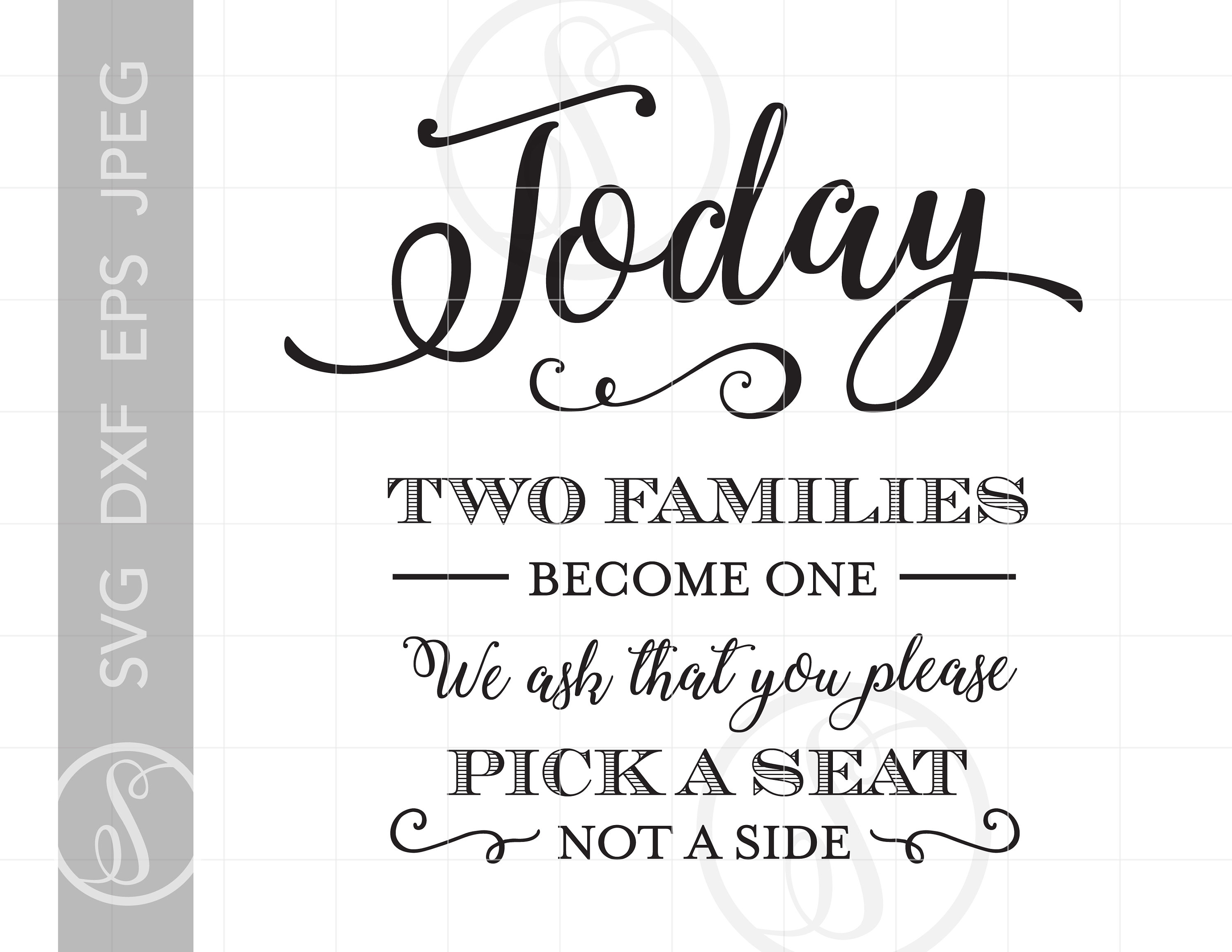 Pick a seat not a side - Wedding sign SVG