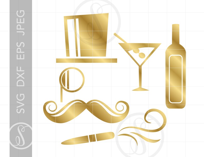 Gold Art Deco Gangster SVG Clip Art Gold Gatsby Theme SVG - Etsy