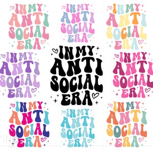 Na minha era anti-social Svg, Groovy Letters Self Love Shirt Svg, Introvert Svg Cricut Download instantâneo SC3397