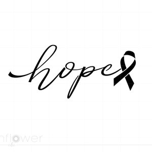 Hope Cancer Ribbon SVG Download, Breast Cancer Ribbon Svg, Pink Ribbon Silhouette Cut File, Cancer Ribbon Svg Jpg Pdf Png Vector Art SC2980