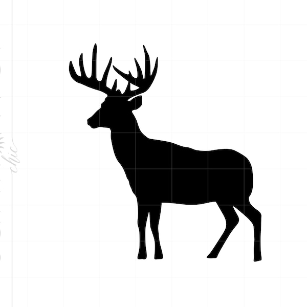Deer SVG Silhouette Clipart | Deer Buck Cut File | Vector Deer Svg Jpg Eps Pdf Png Dxf Downloads SC1228
