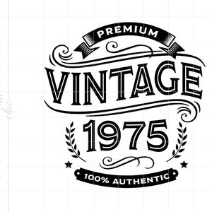 Premium vintage 1975 SVG-downloads, 1975 verjaardag whisky label Cricut silhouet snijden bestand, 1975 bier label SVG jpg dxf pdf png SC2177