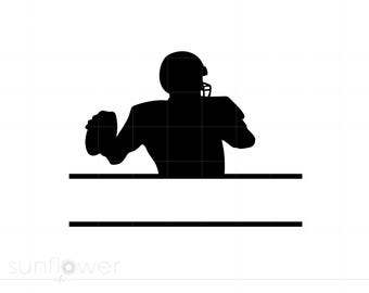 Quarterback Split Frame SVG, Fußball-Party-Monogramm Cricut Silhouette Schnitt-Datei, Fußball Dekorationen SVG, Jpg Png, Instant Download SC1220