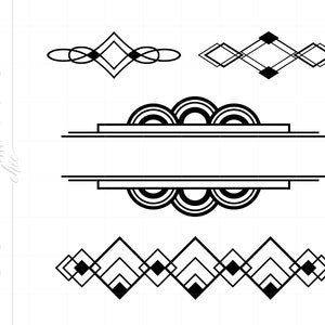 アールデコ SVG DXF EPS Jpeg ダウンロード アールデコ SVG カット ファイル クリップアート | シルエット SVG アート | ギャツビー 狂騒の 20 年代 SC2