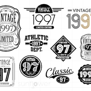1997 SVG Bundle Downloads | 1997 SVG Clipart Designs | 1997 Birthday Cut File Cricut | Vintage 1997 Designs Svg Jpg Pdf Dxf Png SC2034