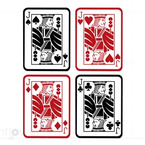 Jeu de cartes à jouer poker jacks Svg téléchargement, valet de coeur pique diamants clubs Svg Jpg Png Cricut Silhouette coupe fichier, téléchargement immédiat SC1086