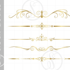 Victorian Headers Svg Cut File Clipart Downloads | Gold Victorian Silhouette Svg Clipart SC379G