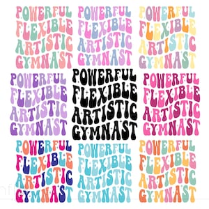 Krachtige flexibele artistieke Svg-bundel, Groovy Letters Turnen Shirt sublimatiekunst, Cricut silhouet Svg Png, Instant Download SC4043