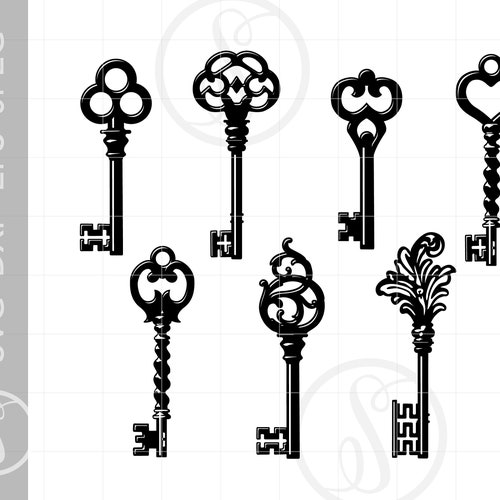 Vintage Keys SVG Clip Art Skeleton Key Cutting Files SVG Dxf - Etsy