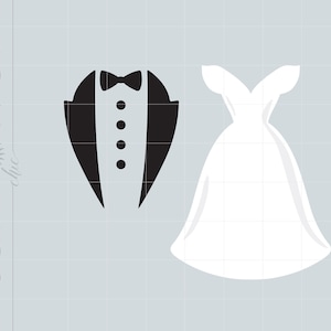 Hochzeit Kleid Smoking, Hochzeit Kleid Smoking, Hochzeit Kleid Tux Braut Bräutigam, Cricut Hochzeit Kleid Tux SC2247
