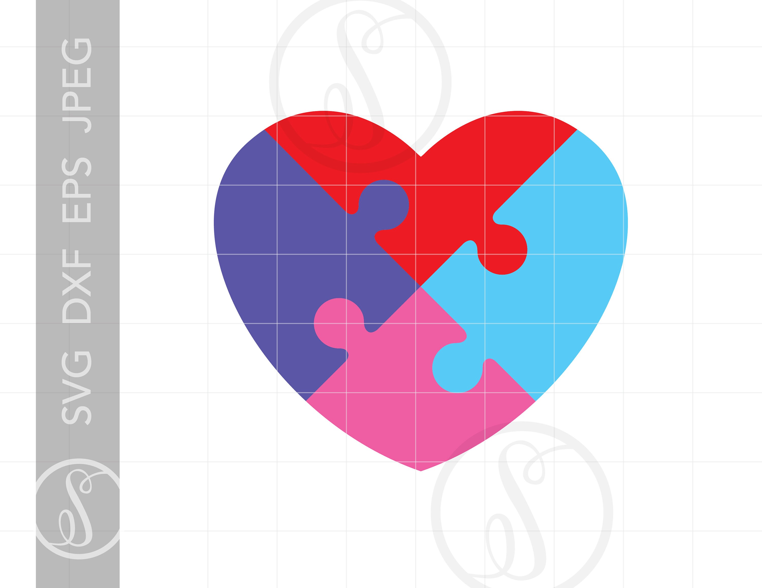 HerzPuzzle SVG Herz Puzzle Clipart Herz Puzzle Silhouette Etsy