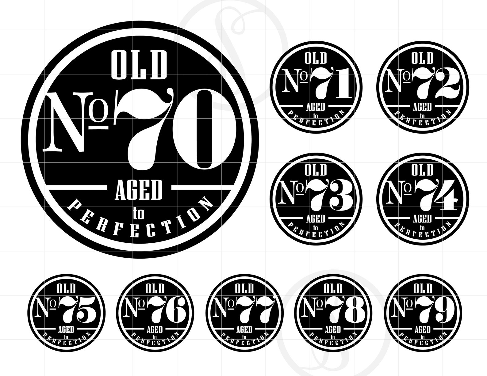 Old No 70-79 SVG | 70-79 Birthday SVG Clipart | Aged to Perfection Cut ...