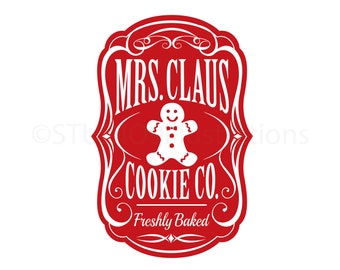 Mevrouw Claus Cookies gesneden SVG-bestand, mevrouw Claus Cookie Co Svg, kerstkoekje downloads, kerstkoekje teken Svg Eps Pdf Jpg Png SC1765