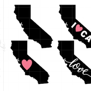 California SVG | California Clipart | California Silhouette Cut File Downloads | California Svg Jpg Eps Png | Heart Love California SC805
