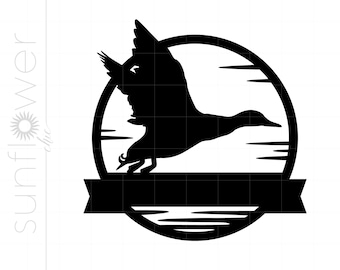 Duck Monogram SVG | Duck Hunting Sign Clipart | Duck Cricut Silhouette Cut File | Duck Svg Jpg Eps Pdf Png Dxf Download SC1942