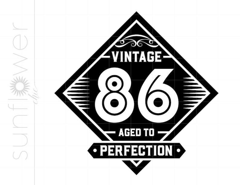86 SVG Clipart | Vintage 86 Cut File for Cricut | Vintage 86 Aged to ...