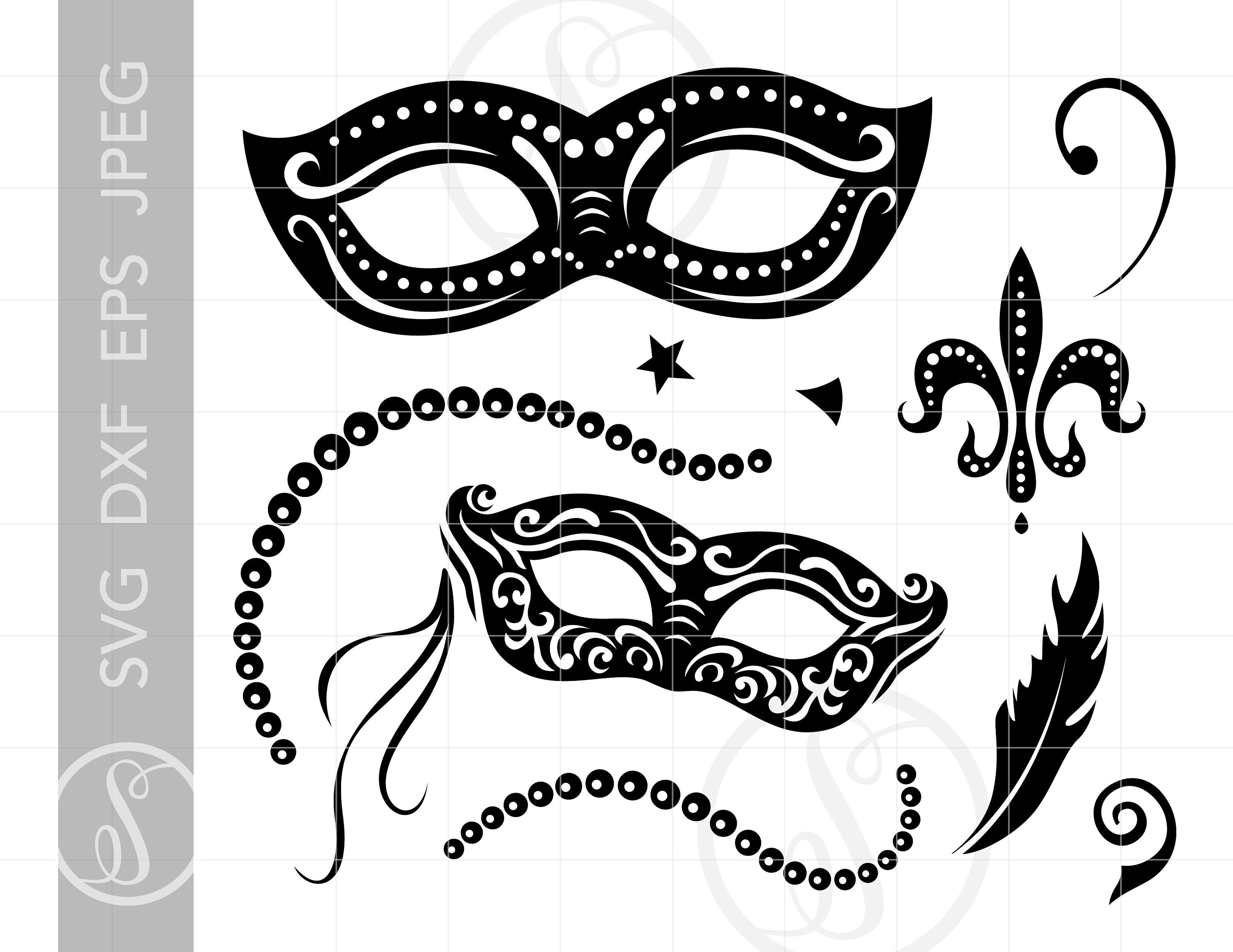 mardi gras svg black and white