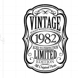 1982 Birthday SVG Downloads | Vintage 1982 Birthday Whiskey Label Cricut Silhouette Cut File | 1982 Beer Label Svg Jpg Dxf Pdf Png SC2115