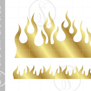 Gold Flames SVG | Flames Clipart | Gold Flames Silhouette Cut File | Flame Pattern Svg Jpg Eps Png Dxf Download SC988G