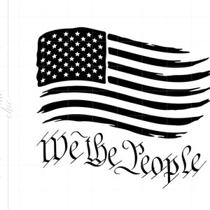 アメリカ国旗 SVG | 私たち国民 アメリカ国旗 SVG | 私たち国民 SVG | 愛国心 SVG | ダメージ加工の旗 印刷可能な Cricut シルエット SC2717