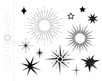 Starburst SVG Downloads, Star geschnitten Datei für Cricut Silhouette Downloads, Silhouette Sterne SVG Kunst, Vektor Starbursts SC488