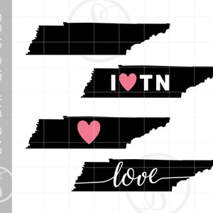 Tennessee SVG | Tennessee Clipart | Tennessee Silhouette Cut File Downloads | Tennessee Svg Jpg Eps Png | Heart Love Tennessee SC809