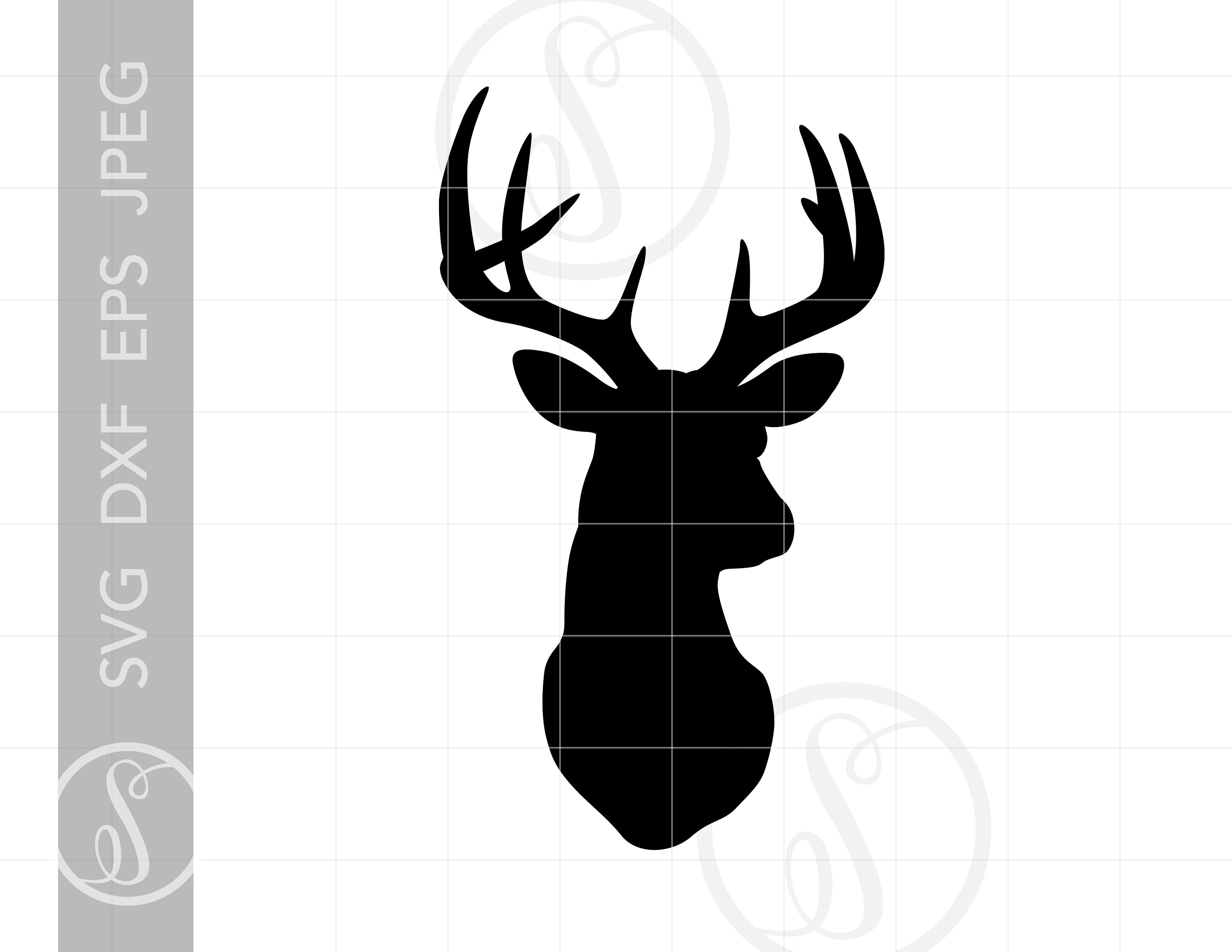 Deer Head Clipart Animal head Elk Head File Deer Head Silhouette Cut File Deer horns Deer moon Svg Pdf Png Deer Head SVG