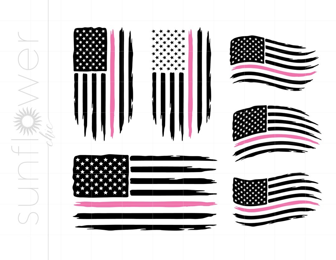 Breast Cancer American Flag Svg American Flag Svg Cut Files - Etsy