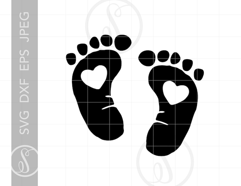 Download Hearts Baby Footprints SVG Baby Footprints Clipart Baby | Etsy