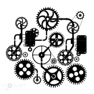 Pliki do pobrania Steampunk Pattern Svg Cut, Steampunk Gear Pattern Svg, Steampunk Gears Svg Cricut Silhouette Cut File, Instant Download SC411